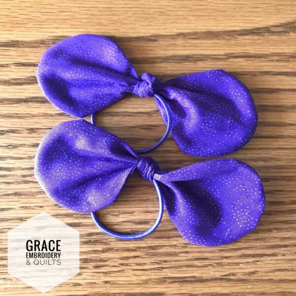 Set of 2 hair bows, Purple/white stars, Purple, Black with rainbow, hair accessories - Image 2