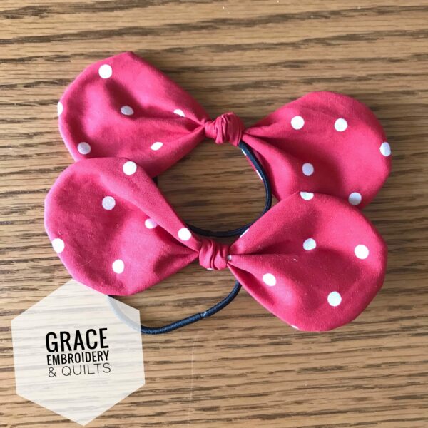 Set of 2 hair bows, Patrotic, Blue with red and white stars, Red with white polka dots, hair accessories - Image 4