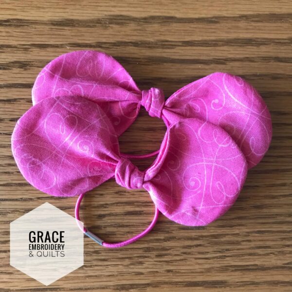 Set of 2 hair bows, Hot pink, light pink, blue, pink with white polka dots, hair accessories - Image 2