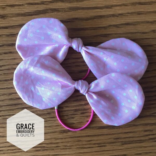 Set of 2 hair bows, Hot pink, light pink, blue, pink with white polka dots, hair accessories - Image 3
