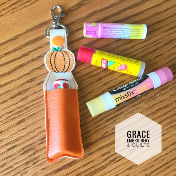 Pumpkin lip balm holder, chapstick holder, keychain, gift for teacher, party favor