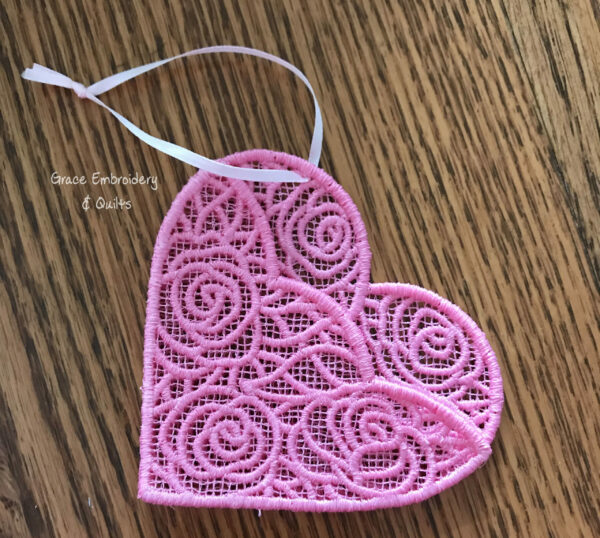Lace Heart Pocket Ornament, Gift Card Holder, Wedding Favor, Valentine's Day - Image 4