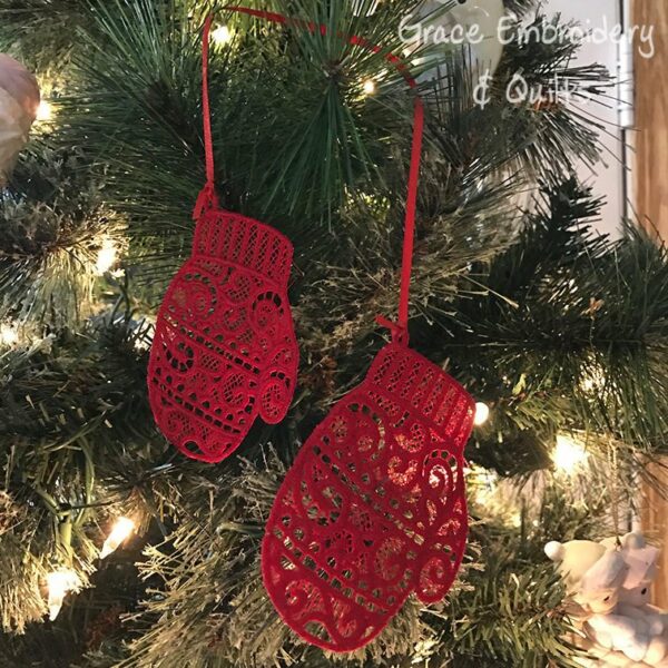 Lace Mittens Ornament, Hostess gift, Christmas Ornament, Secret Santa Exchange