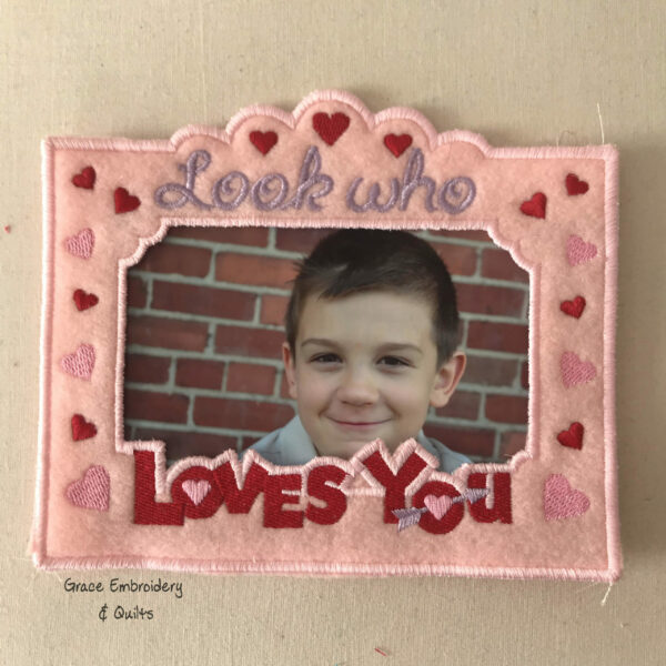 Embroidered Picture Frame - Look Who Loves You