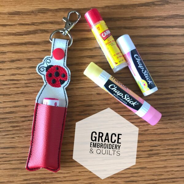 Ladybug lip balm holder, chapstick holder, keychain, gift for her