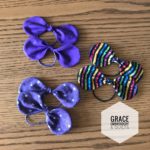 Set of 2 hair bows, Purple/white stars, Purple, Black with rainbow, hair accessories