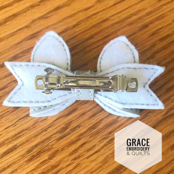 Cat Hair Bow, set of 2, kitty hair bow, vinyl bow, Embroidered - Image 2