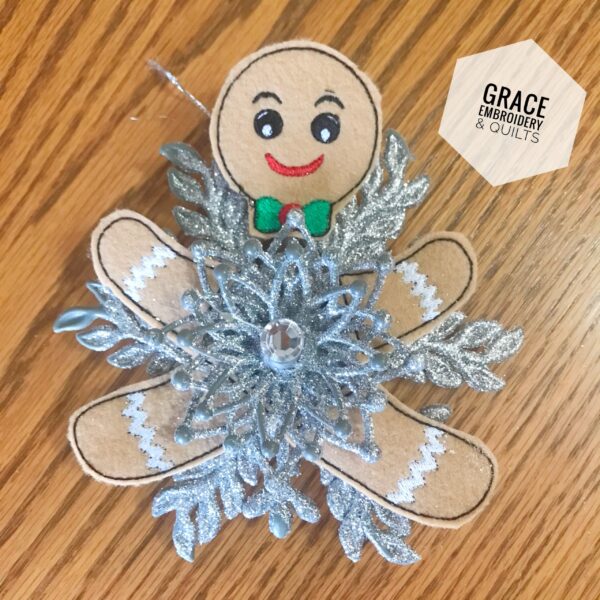 Gingerbread Girl/Boy Snowflake Ornament, Christmas Ornament - Image 3