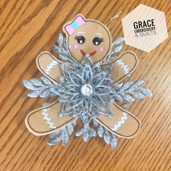 Gingerbread Girl/Boy Snowflake Ornament, Christmas Ornament - Image 2