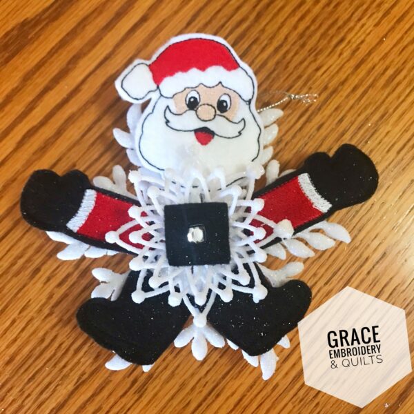 Santa Snowflake Ornament, Christmas Ornament