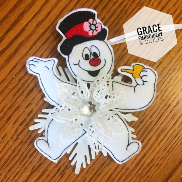 Snowman Snowflake Ornament, Christmas Ornament