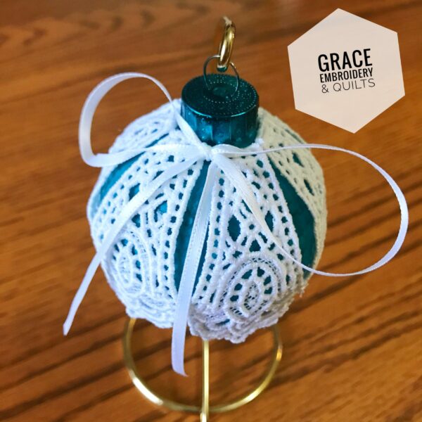 Hand painted lace covered ornament - Image 6