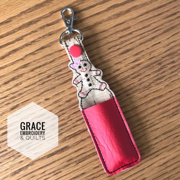 Gingerbread girl lip balm holder, chapstick holder, keychain, gift for teacher, party favor (Copy) - Image 2