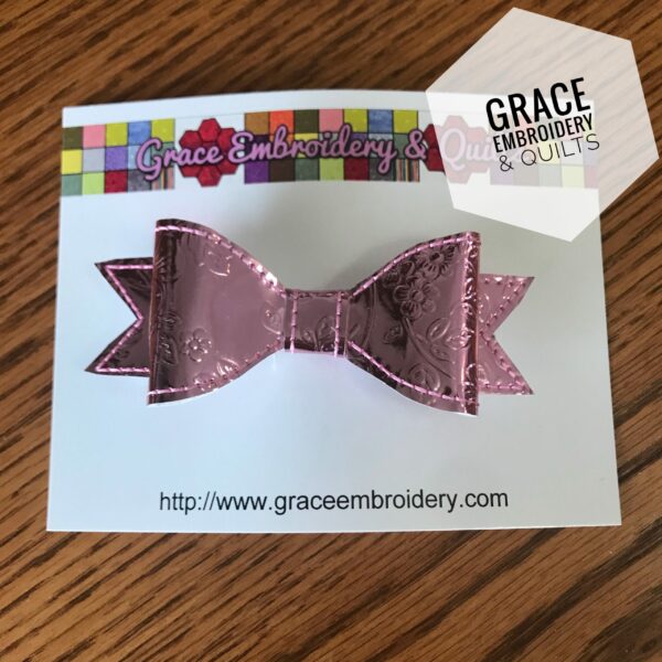 4" Girl's hair bow, Vinyl hair bow - Image 3