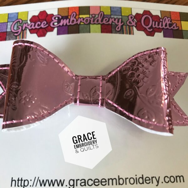 4" Girl's hair bow, Vinyl hair bow - Image 4