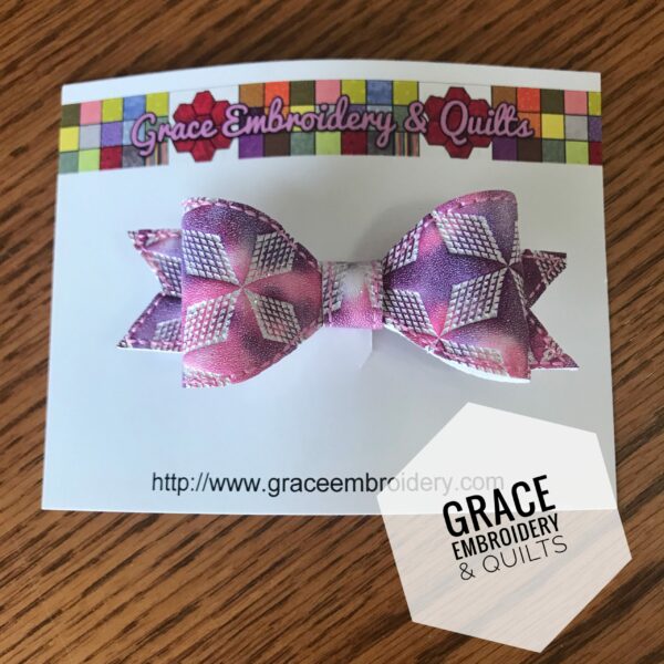 4" Girl's hair bow, Vinyl hair bow - Image 2