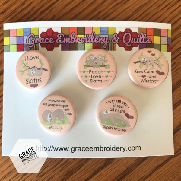 Sloth Pin-back button, set of 5 buttons - Image 7