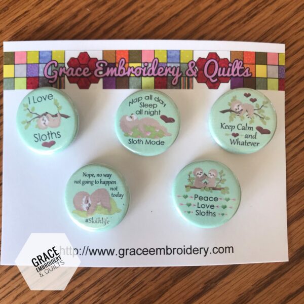 Sloth Pin-back button, set of 5 buttons - Image 6