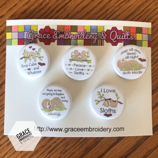 Sloth Pin-back button, set of 5 buttons - Image 5