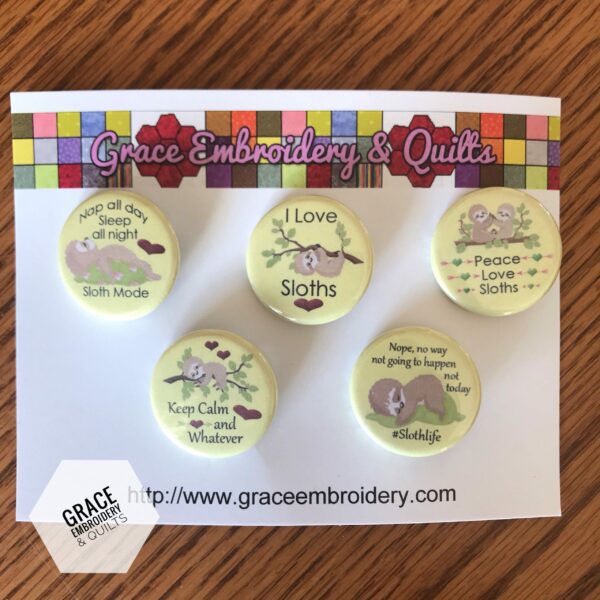 Sloth Pin-back button, set of 5 buttons - Image 8