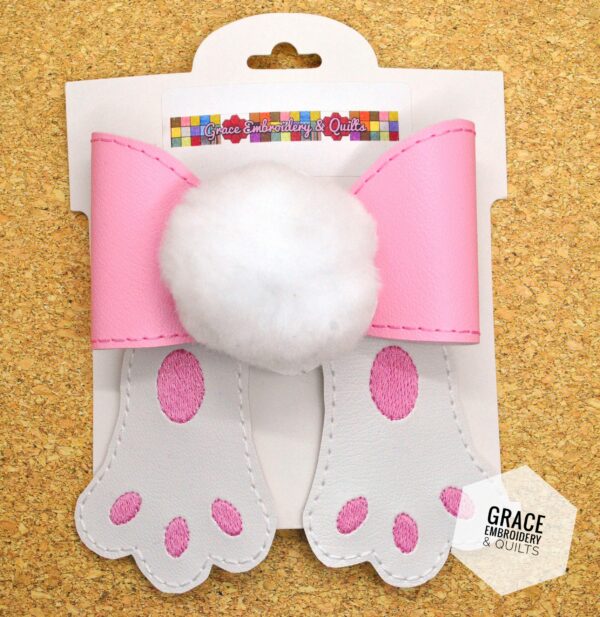Bunny Butt Bow, Girl's hair bow, Vinyl hair bow - Image 5