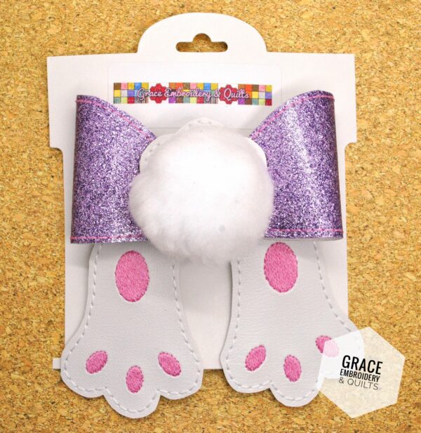 Bunny Butt Bow, Girl's hair bow, Vinyl hair bow - Image 4