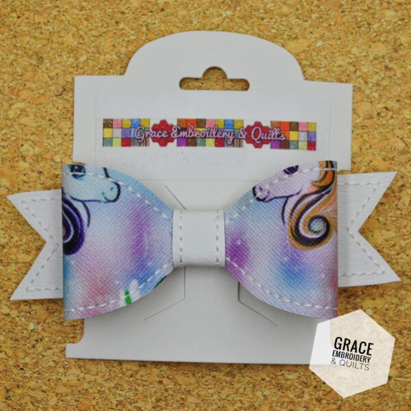 4" Girl's Unicorn hair bow, Vinyl hair bow - Image 2