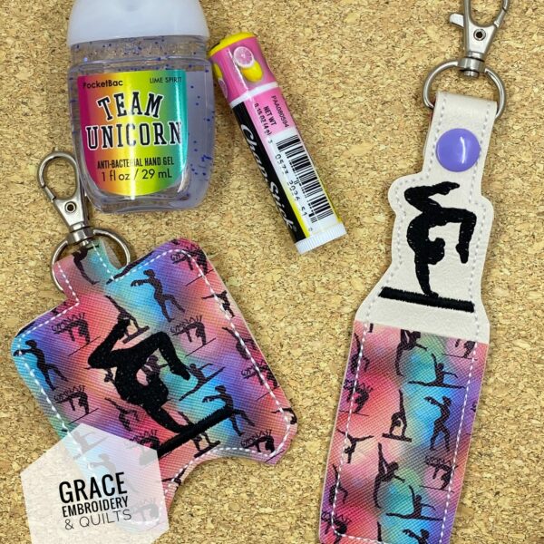 Gymnastics lip balm holder/Hand Sanitizer set